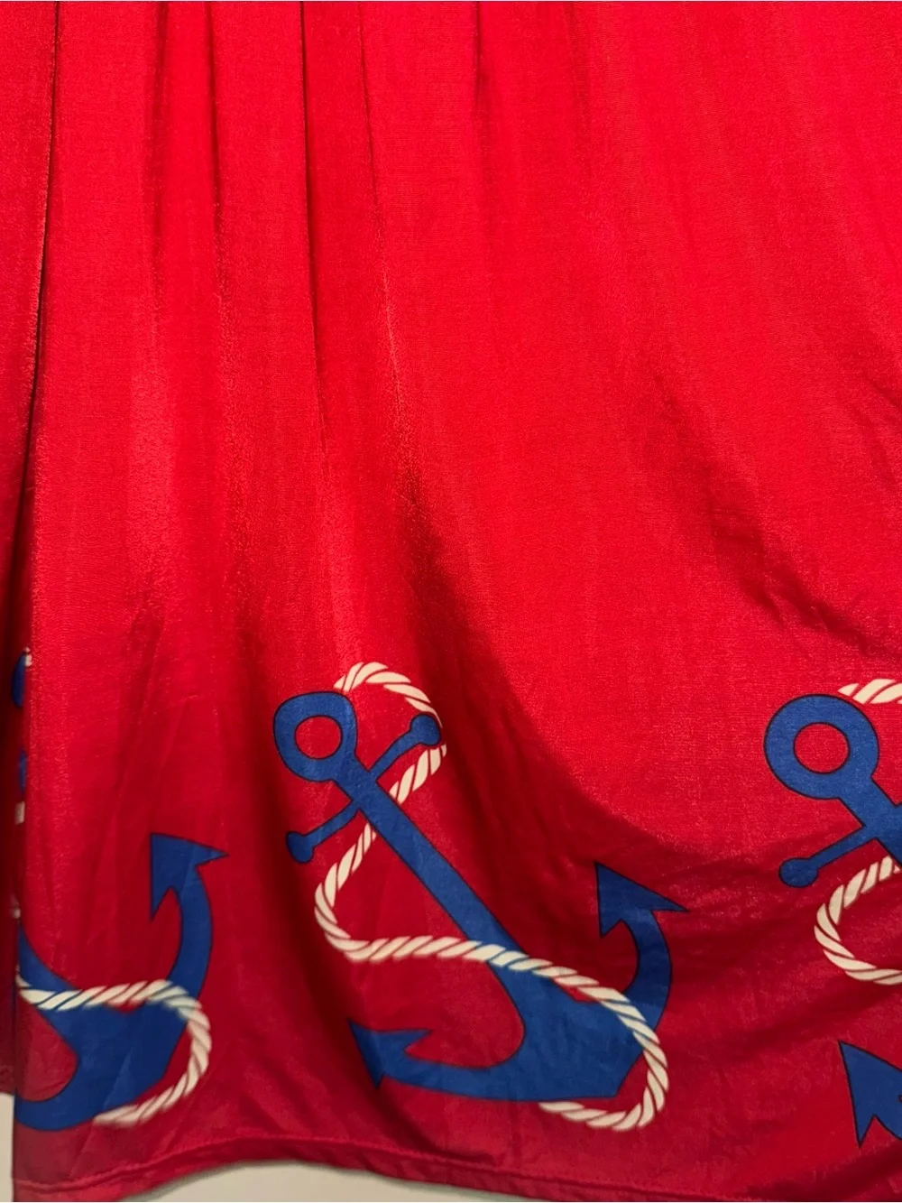 Isla Bonita Red One Size Anchor Printed Long Smocked Pullover Easy Dress NWT!